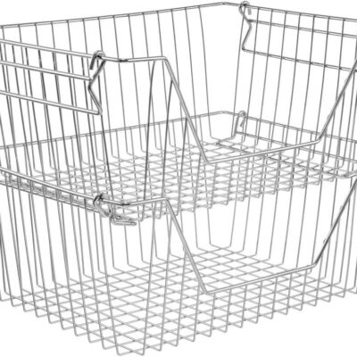 Freezer Wire Basket Kitchen Counter Metal Storage Bin