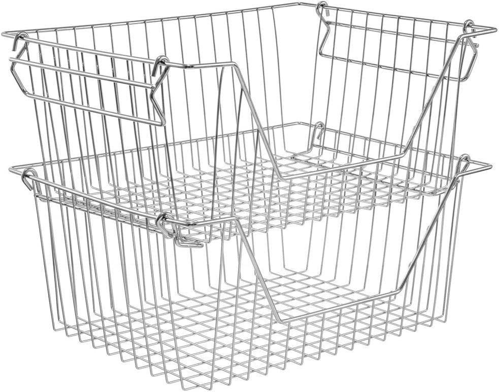 Freezer Wire Basket Kitchen Counter Metal Storage Bin