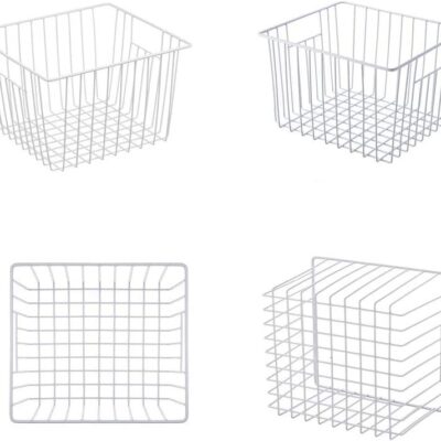 Freezer Wire Basket Kitchen Counter Metal Storage Bin