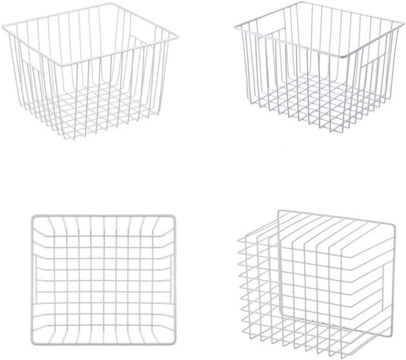 Freezer Wire Basket Kitchen Counter Metal Storage Bin