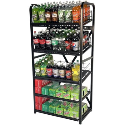 Heavy Duty Metal And Metallic Beverage Bottle Display Rack