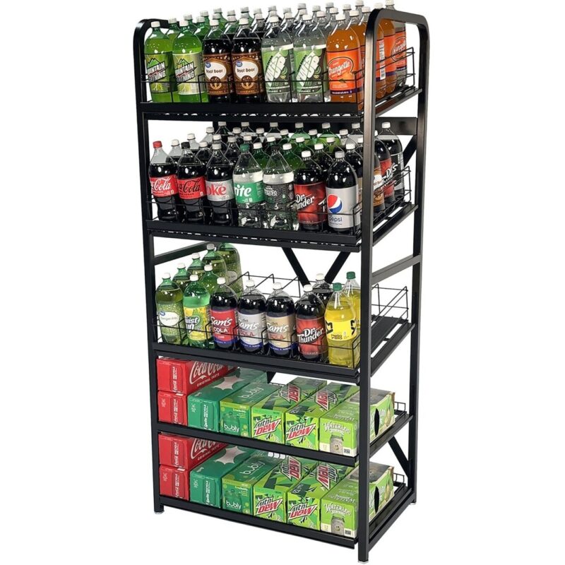 Heavy Duty Metal And Metallic Beverage Bottle Display Rack