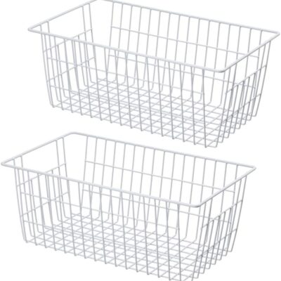 Freezer Wire Basket Kitchen Counter Metal Storage Bin