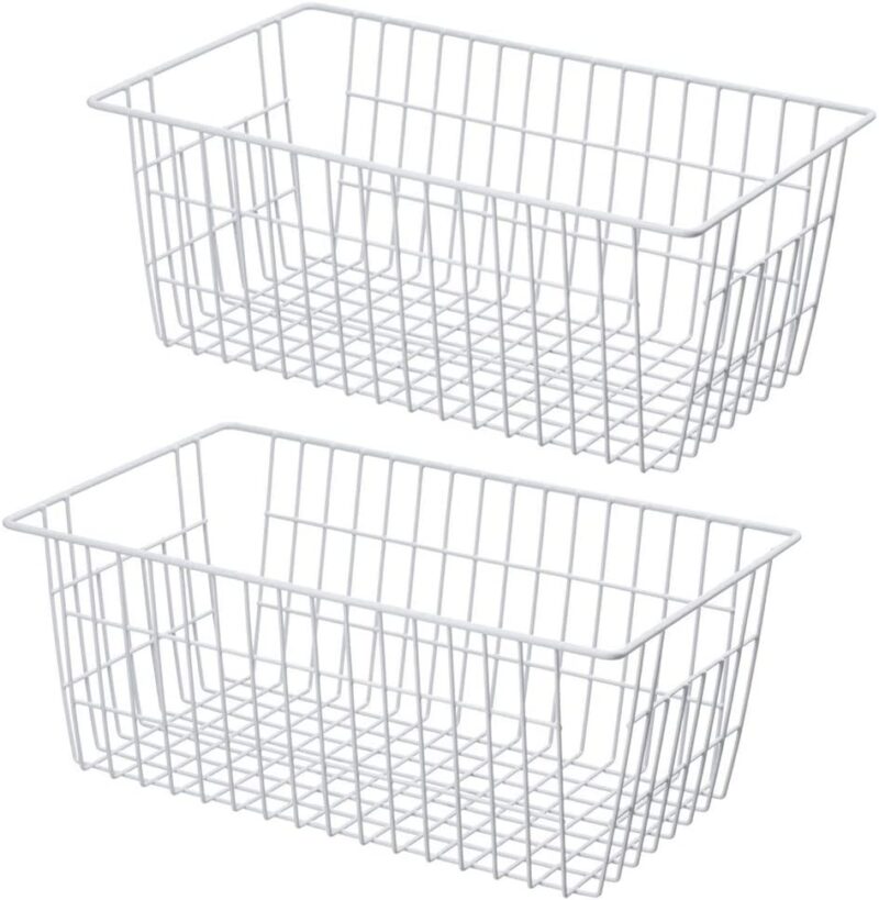 Freezer Wire Basket Kitchen Counter Metal Storage Bin