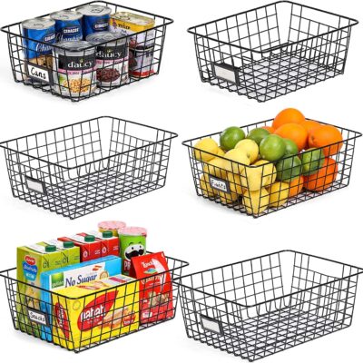 Freezer Wire Basket Kitchen Counter Metal Storage Bin