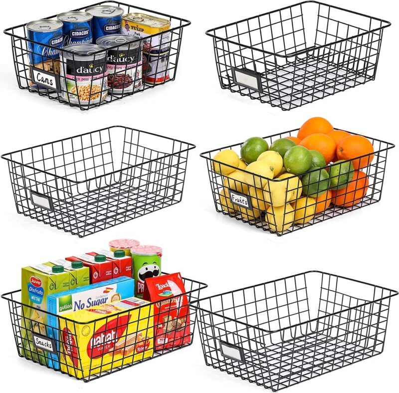 Freezer Wire Basket Kitchen Counter Metal Storage Bin
